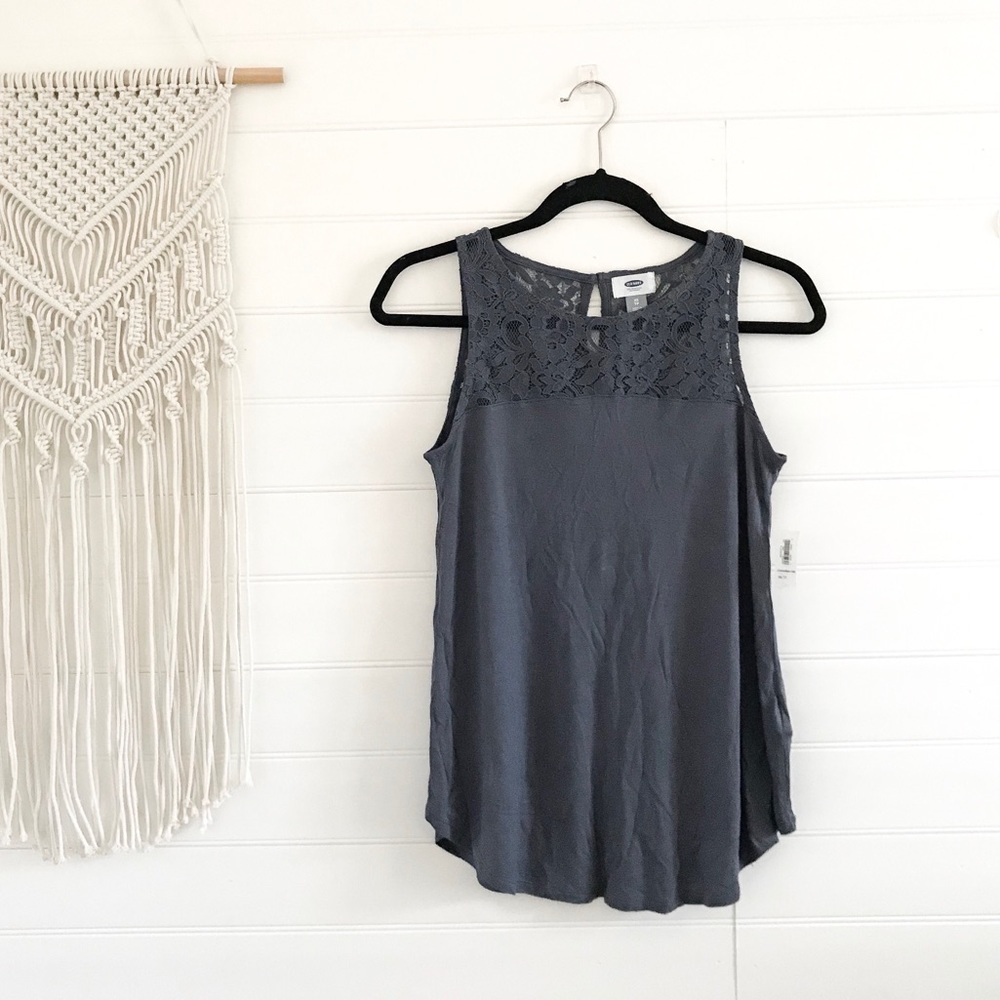 Old Navy Blue Tank with Lace Detailing